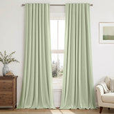 miulee linen full blackout curtains back tab pleat hook belt clip rings sage green 52Wx90L